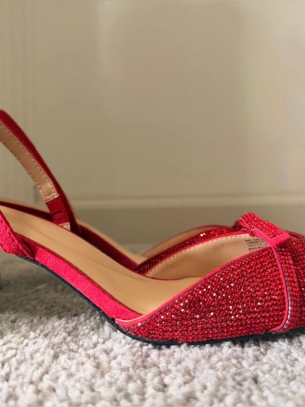 INC International Concepts Red Crystal Slingback Pumps